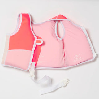 Kids Swim Vest Melody The Mermaid in Neon Strawberry