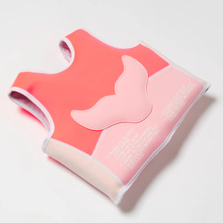 Kids Swim Vest Melody The Mermaid in Neon Strawberry