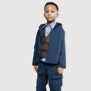 Samio Long Sleeve Shirt with Pocket in Navy