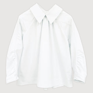 Sara Blouse with Gathered Sleeves in Soft White