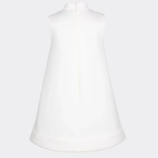 Spring In Step Dress with Sparkling Gemstone Flower Details in White