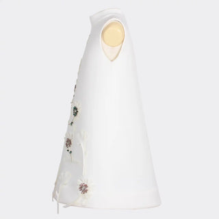 Spring In Step Dress with Sparkling Gemstone Flower Details in White