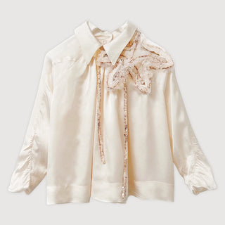 Svana Satin Blouse with Wild Flower in Winter Sunrise