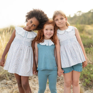 Knitted Top & Leggings Set in Soft Dusty Blue