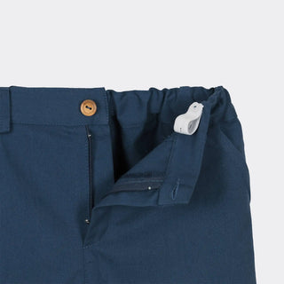 Cotton Shirt & Classic Shorts Set in Plaid and Navy Blue